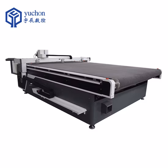 Yuchen CNC Rotary Knife Cutting Machine Same Like Lectra Gerber Garment Cutter Round Blade Cut Cloth Fabric Paper Board PVC Flatbed Serface