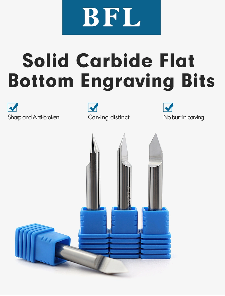 Bfl Tungsten Carbide Flat Bottom Engraving End Milling Cutter CNC Metal Engraving Bits Cutting Tools
